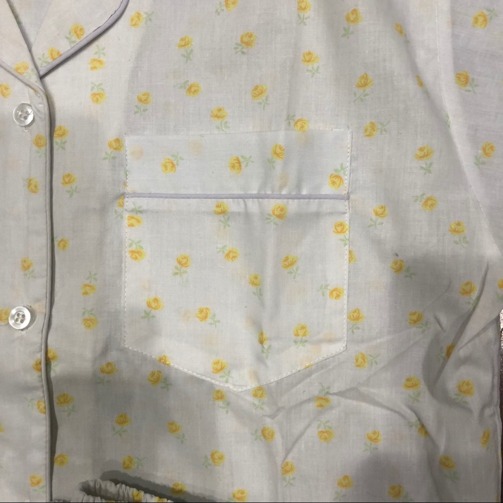 Vtg Pure Luxury White & Yellow Pajama Set Sz S - Picture 8 of 8